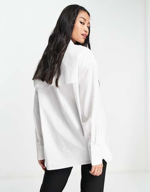 Urban Revivo - Camicia bianca con tasca grande, 2 di 4