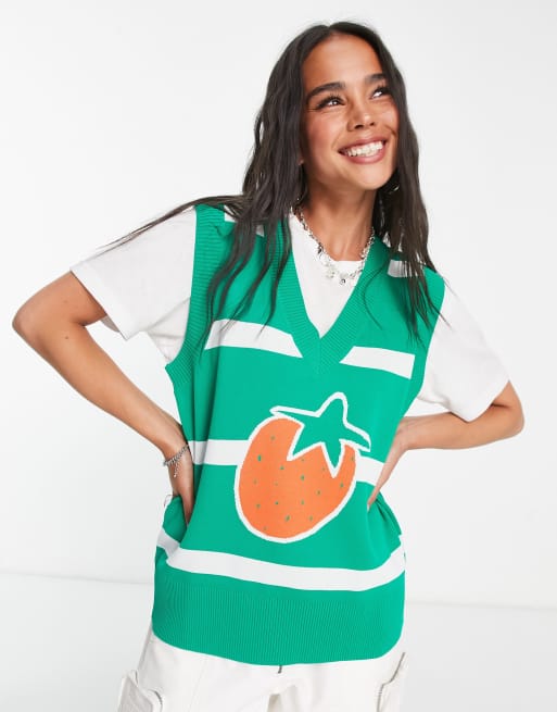 Urban Revivo - Canotta in maglia con stampa di fragola