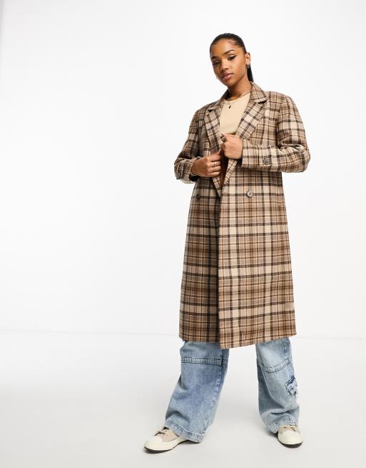 Checkered long coat womens sale