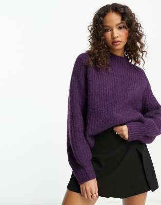 Urban Revivo Urban Revivo chunky knitted jumper in dark purple