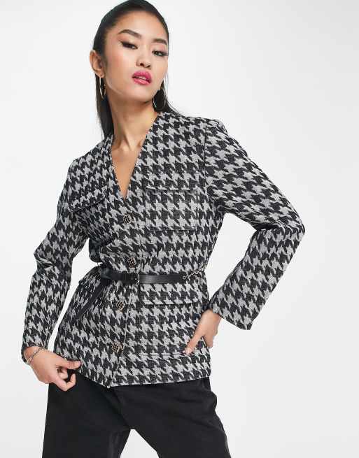 Urban Revivo coord blazer jacket with chain detailing in black and