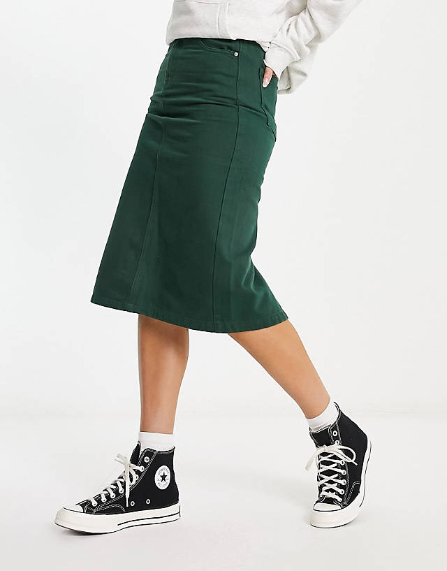 Urban Revivo - co-ord midi cord skirt in green