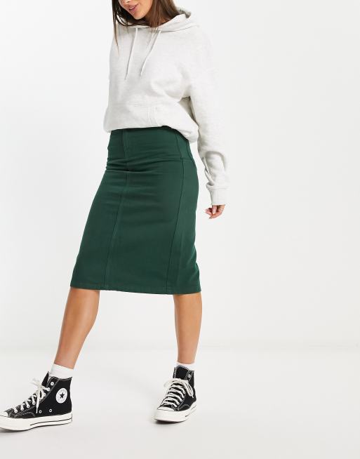 Urban Revivo co ord midi cord skirt in green ASOS