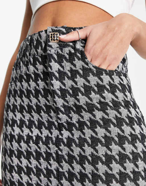 Urban Revivo co ord mini skirt in black and white houndstooth ASOS