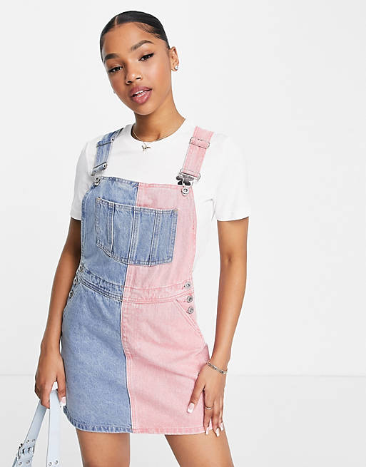 Asos Women Clothing Dungarees Color block overalls dress in and pink 