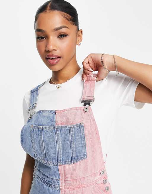 Pink dungaree 2024 dress womens