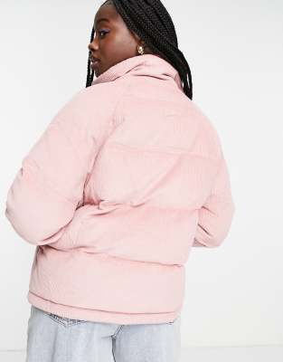 pink cord padded jacket