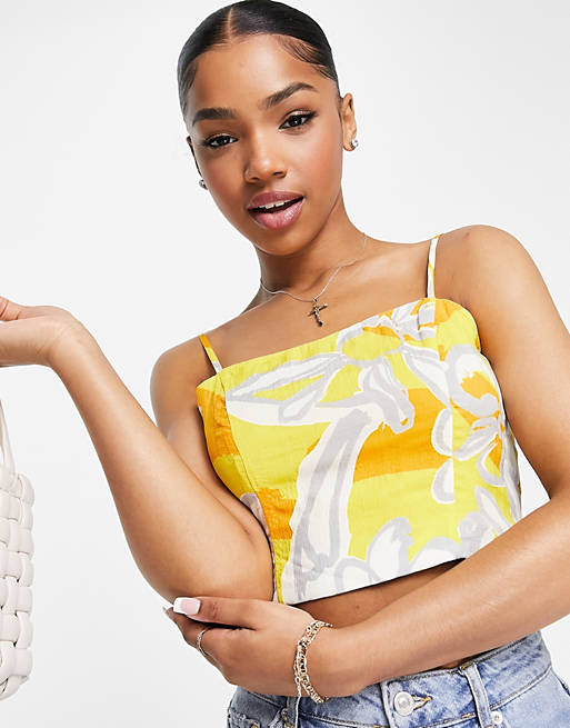 Urban Revivo crop top in yellow (part of a set) 