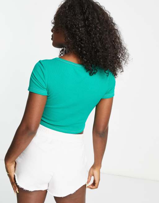 Urban Revivo - Crop top ristretto verde, 2 di 4