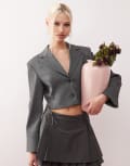 [Urban Revivo] Urban Revivo cropped blazer in grey 14 Medium heather grey