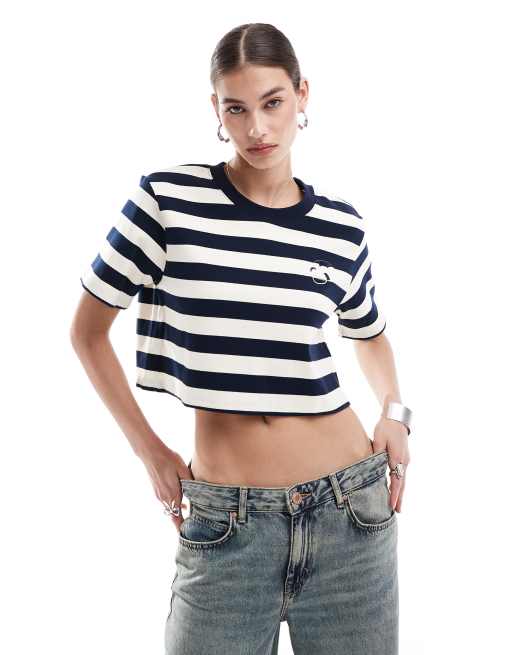 Cropped striped hotsell shirt top from urban.