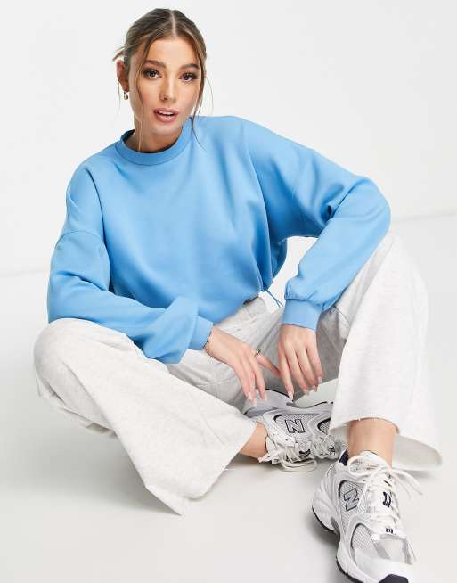 Urban Revivo - Cropped sweatshirt i lyseblå, 3 af 4