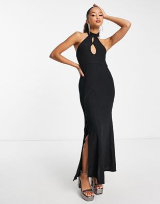 Urban Revivo cut-out halter maxi dress in black