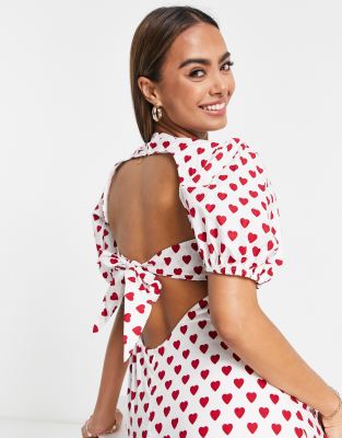 White and outlet red heart dress