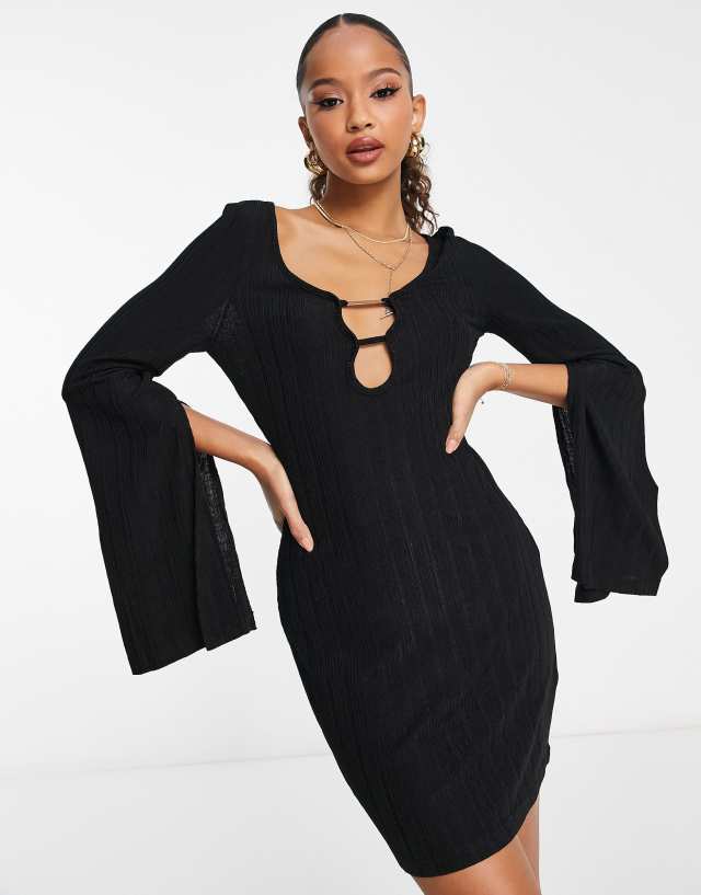 Urban Revivo cut out wide sleeve mini dress in black