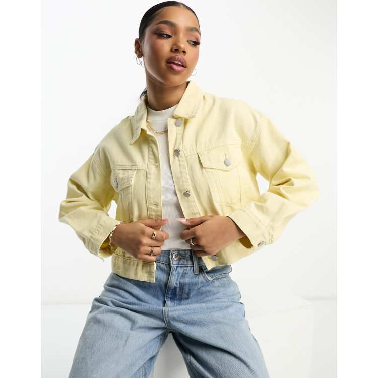 Urban Revivo denim jacket in light yellow