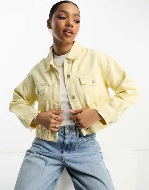 Yellow denim sale jacket cropped