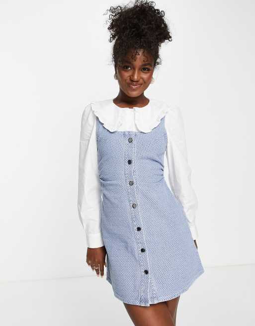 Urban Revivo - Denim mini jurk met camibandjes in blauw 