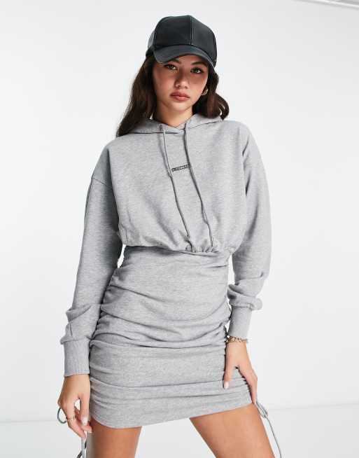 Ruched discount hoodie dress