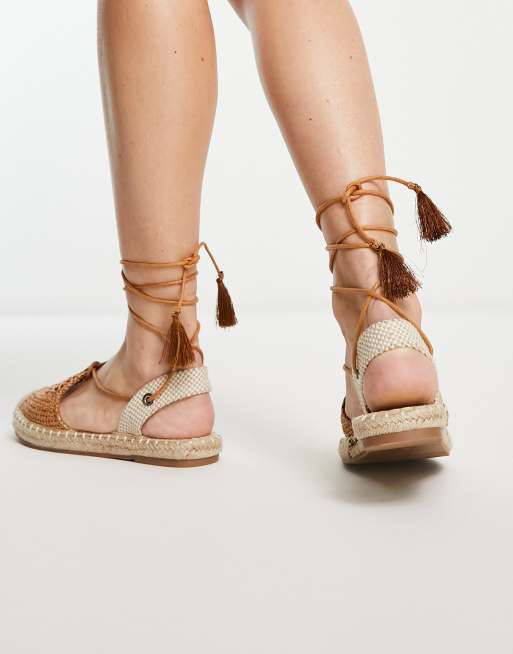 Tan lace sales up espadrilles