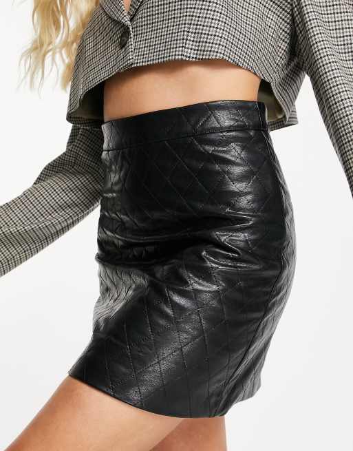 Leather shop quilted skirt