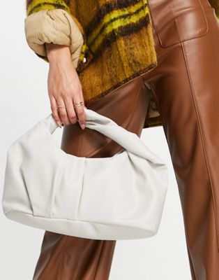 Urban Revivo faux leather slouchy handbag in off white