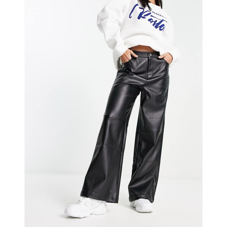 Wednesday's Girl straight leg faux leather pants in black