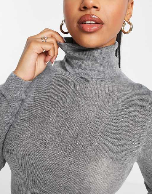 Grey roll sale neck jumper ladies