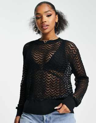 Urban Revivo fine ladder knit jumper in black - ASOS Price Checker