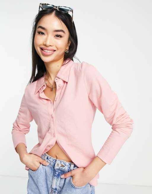 Urban Revivo fitted shirt in pink ASOS