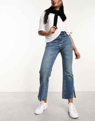 Urban Revivo flare jeans in blue - ASOS Price Checker