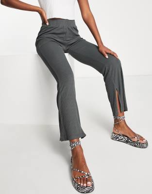 Urban Revivo Urban Revivo flare jersey trousers in emerald green