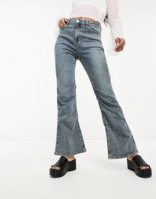 Urban Revivo flared denim jeans in light blue | ASOS