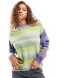 [Urban Revivo] Urban Revivo fluffy yarn striped jumper in multi 8 MULTI