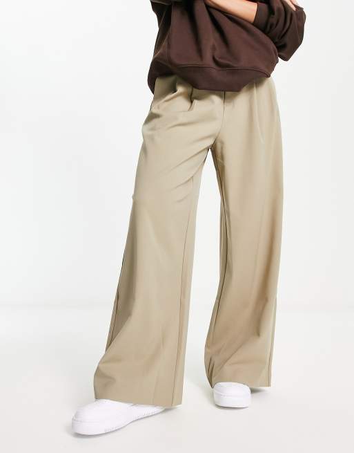 Urban Revivo formal wide leg trousers in beige