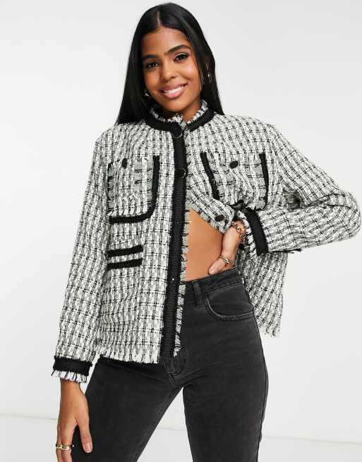 Urban Revivo - Geruit jack in zwart-wit