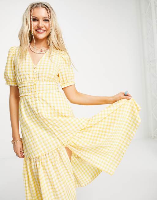 Yellow gingham dress store womens