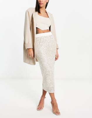 Urban Revivo sequin maxi skirt in pink - ASOS Price Checker