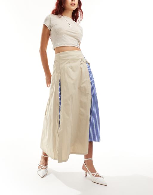 Urban Revivo - Gonna stile kilt a righe multicolore e multitasche 