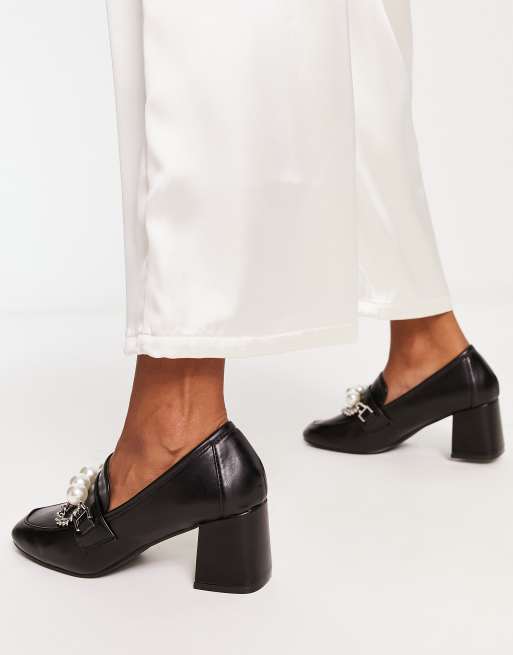 Pearl heel sale loafers