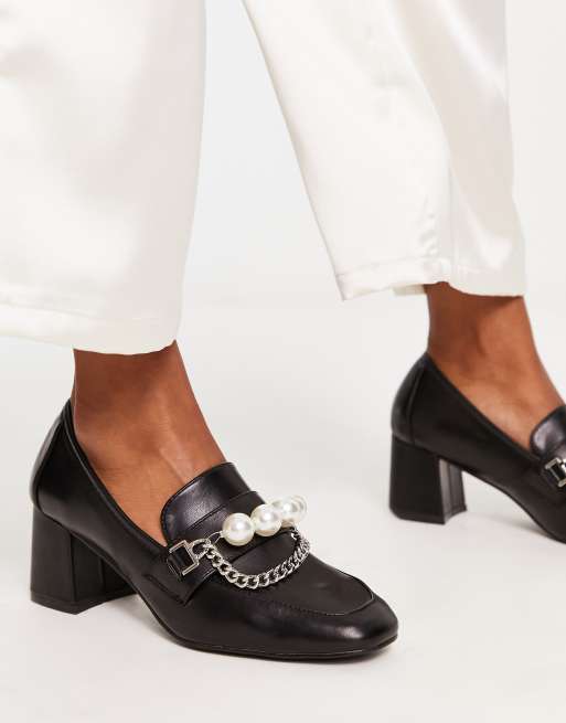 Pearl cheap heel loafers