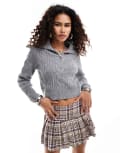 [Urban Revivo] Urban Revivo high neck cable knit jumper in light grey 12 Light grey