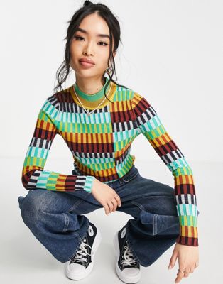 Urban Revivo high neck knitted jumper in multi