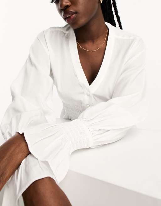 Urban Revivo - Hvid peplum-bluse med knapper foran, 2 af 4