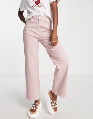 Urban Revivo wide leg jeans in light pink - ASOS Price Checker