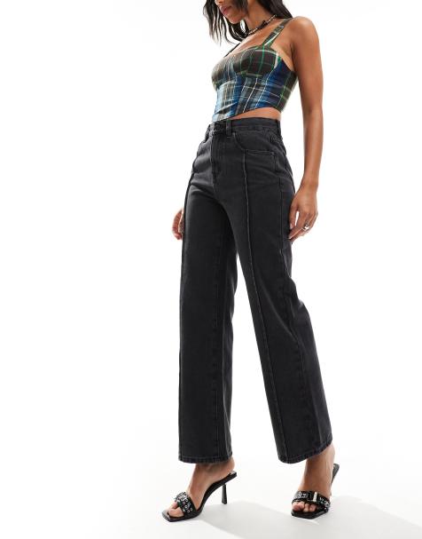 Urban Revivo - Jeans dritti nero slavato con nervature - view 1