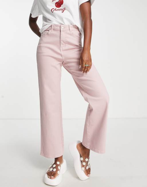 Urban Revivo – Jeans in Hellrosa mit weitem Bein
