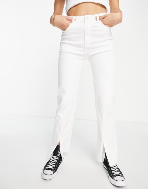 Urban Revivo - Jeans met split in de zoom in wit, 4 van 4