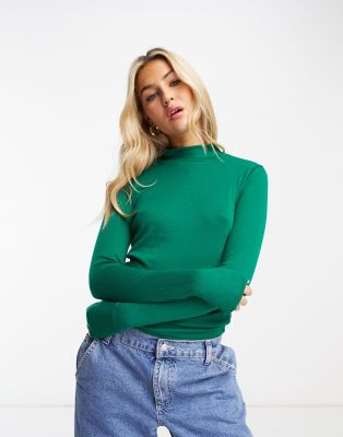 Urban Revivo jersey polo neck in green