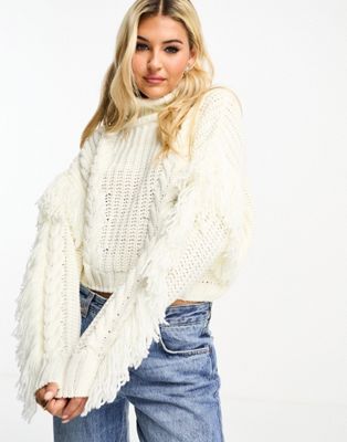 Urban Revivo knitted cable jumper in off white - ASOS Price Checker